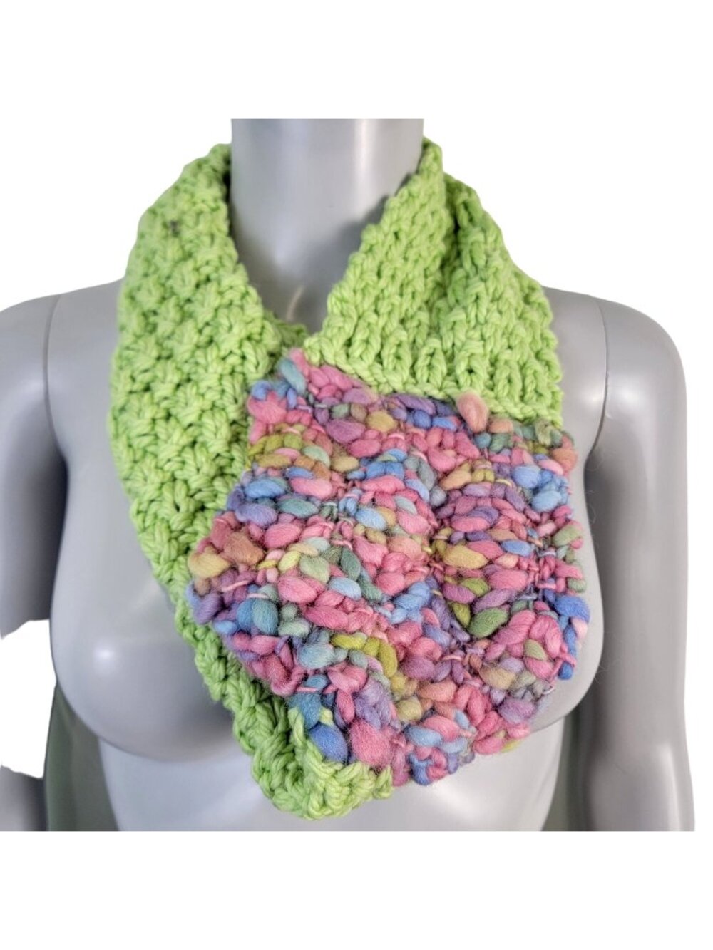 Pastel Wool Cowl Women Winter Accessories Crochet Knit Handmade Scarf Spring New